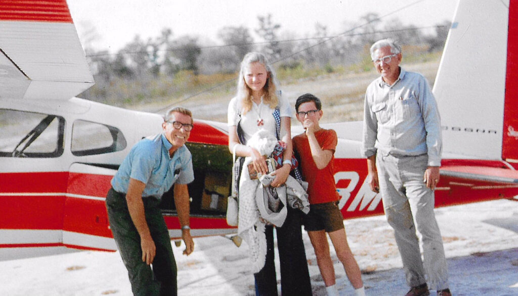 Missionary Aviation Fellowship pilot Dave Steiger with Archie Dunaway, Martha Dunaway and Dr. Mark Randall.